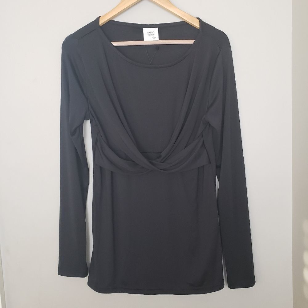 MAMALICIOUS NWT JANNIE LONG SLEEVE JERSEY WRAP MATERNITY LARGE